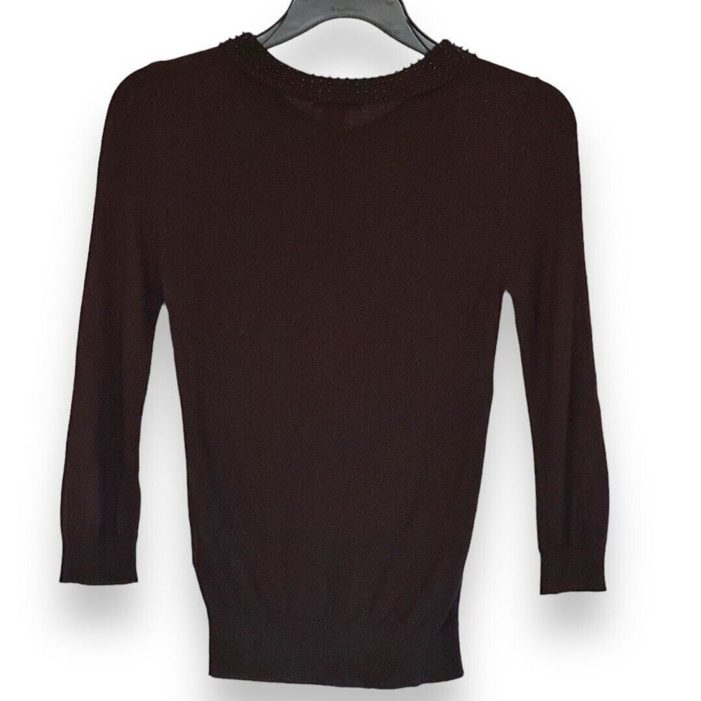 H&M Women’s Beaded Peter Pan Collar Lightweight Holiday Sweater Black XS - Picture 2 of 7